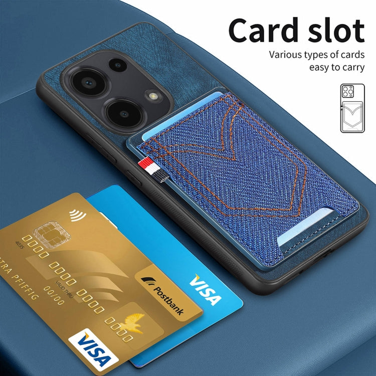 Denim Texture Leather Skin Phone Case with Card Slot, For Xiaomi Redmi Note 13 Pro 4G, For Xiaomi Redmi Note 13, For Xiaomi Redmi Note 13 Pro+, For Xiaomi Redmi Note 13 Pro 5G, For Xiaomi 13T / 13T Pro