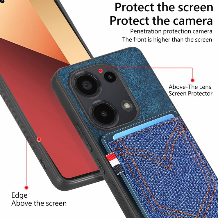 Denim Texture Leather Skin Phone Case with Card Slot, For Xiaomi Redmi Note 13 Pro 4G, For Xiaomi Redmi Note 13, For Xiaomi Redmi Note 13 Pro+, For Xiaomi Redmi Note 13 Pro 5G, For Xiaomi 13T / 13T Pro