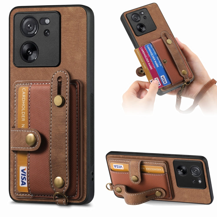 Retro Cross Wristband Wallet Leather Back Phone Case, For Xiaomi Redmi Note 13 Pro 4G, For Xiaomi 14 Pro, For Xiaomi 14, For Xiaomi Redmi Note 13, For Xiaomi Redmi Note 13 Pro+, For Xiaomi Redmi Note 13 Pro 5G, For Xiaomi 13T / 13T Pro