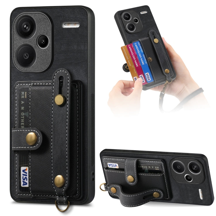 Retro Cross Wristband Wallet Leather Back Phone Case, For Xiaomi Redmi Note 13 Pro 4G, For Xiaomi 14 Pro, For Xiaomi 14, For Xiaomi Redmi Note 13, For Xiaomi Redmi Note 13 Pro+, For Xiaomi Redmi Note 13 Pro 5G, For Xiaomi 13T / 13T Pro
