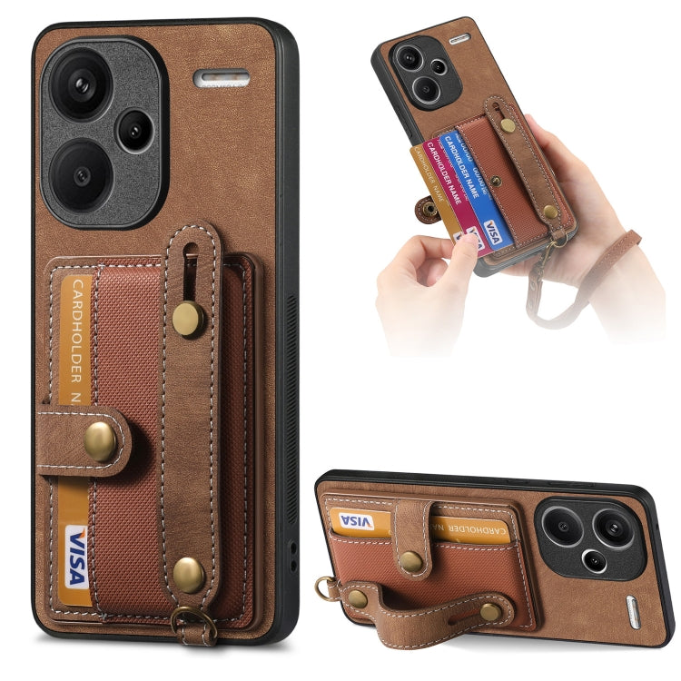 Retro Cross Wristband Wallet Leather Back Phone Case, For Xiaomi Redmi Note 13 Pro 4G, For Xiaomi 14 Pro, For Xiaomi 14, For Xiaomi Redmi Note 13, For Xiaomi Redmi Note 13 Pro+, For Xiaomi Redmi Note 13 Pro 5G, For Xiaomi 13T / 13T Pro