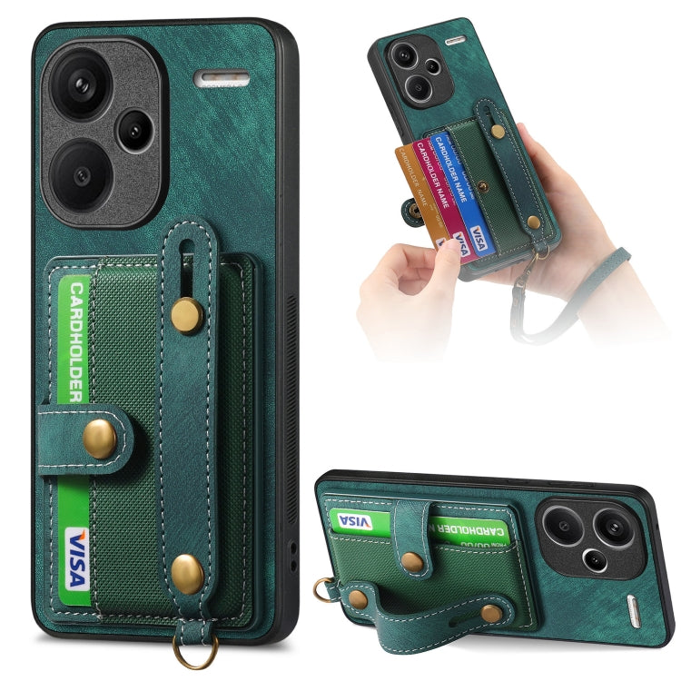 Retro Cross Wristband Wallet Leather Back Phone Case, For Xiaomi Redmi Note 13 Pro 4G, For Xiaomi 14 Pro, For Xiaomi 14, For Xiaomi Redmi Note 13, For Xiaomi Redmi Note 13 Pro+, For Xiaomi Redmi Note 13 Pro 5G, For Xiaomi 13T / 13T Pro
