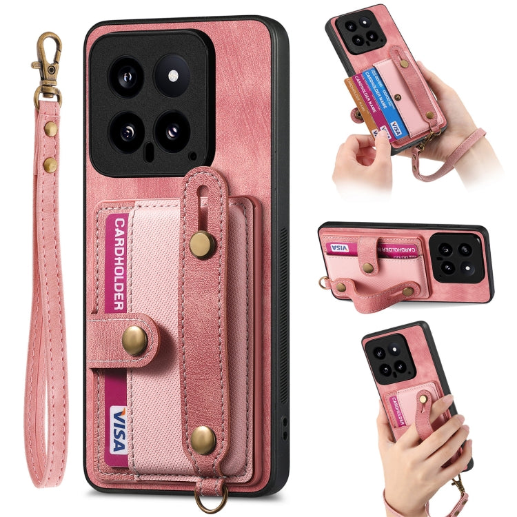 Retro Cross Wristband Wallet Leather Back Phone Case, For Xiaomi Redmi Note 13 Pro 4G, For Xiaomi 14 Pro, For Xiaomi 14, For Xiaomi Redmi Note 13, For Xiaomi Redmi Note 13 Pro+, For Xiaomi Redmi Note 13 Pro 5G, For Xiaomi 13T / 13T Pro
