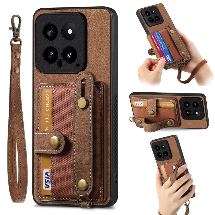 Retro Cross Wristband Wallet Leather Back Phone Case, For Xiaomi Redmi Note 13 Pro 4G, For Xiaomi 14 Pro, For Xiaomi 14, For Xiaomi Redmi Note 13, For Xiaomi Redmi Note 13 Pro+, For Xiaomi Redmi Note 13 Pro 5G, For Xiaomi 13T / 13T Pro