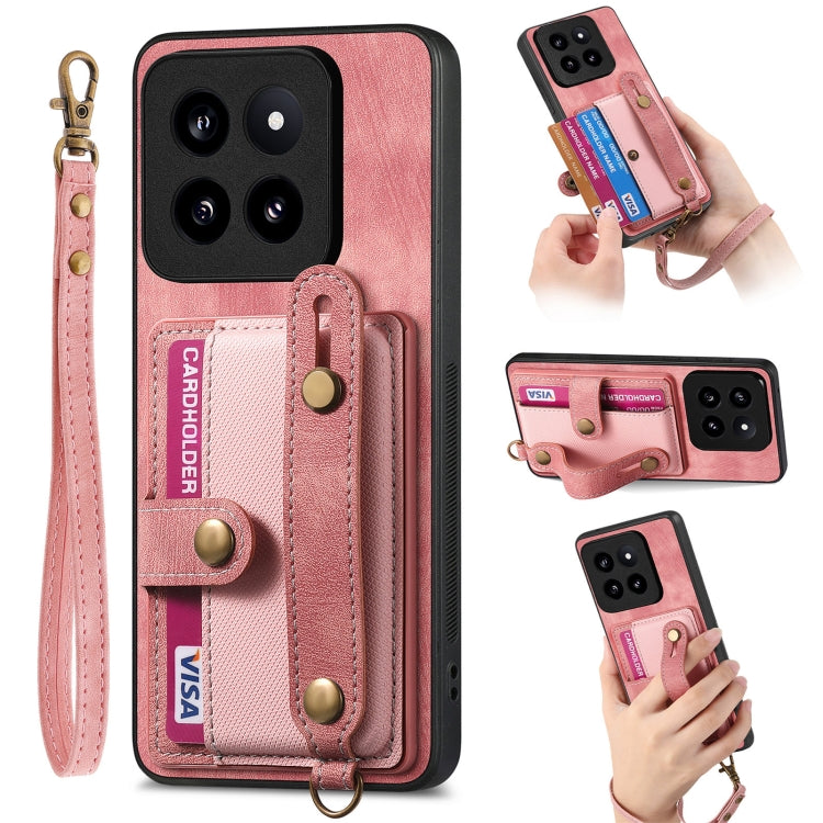 Retro Cross Wristband Wallet Leather Back Phone Case, For Xiaomi Redmi Note 13 Pro 4G, For Xiaomi 14 Pro, For Xiaomi 14, For Xiaomi Redmi Note 13, For Xiaomi Redmi Note 13 Pro+, For Xiaomi Redmi Note 13 Pro 5G, For Xiaomi 13T / 13T Pro