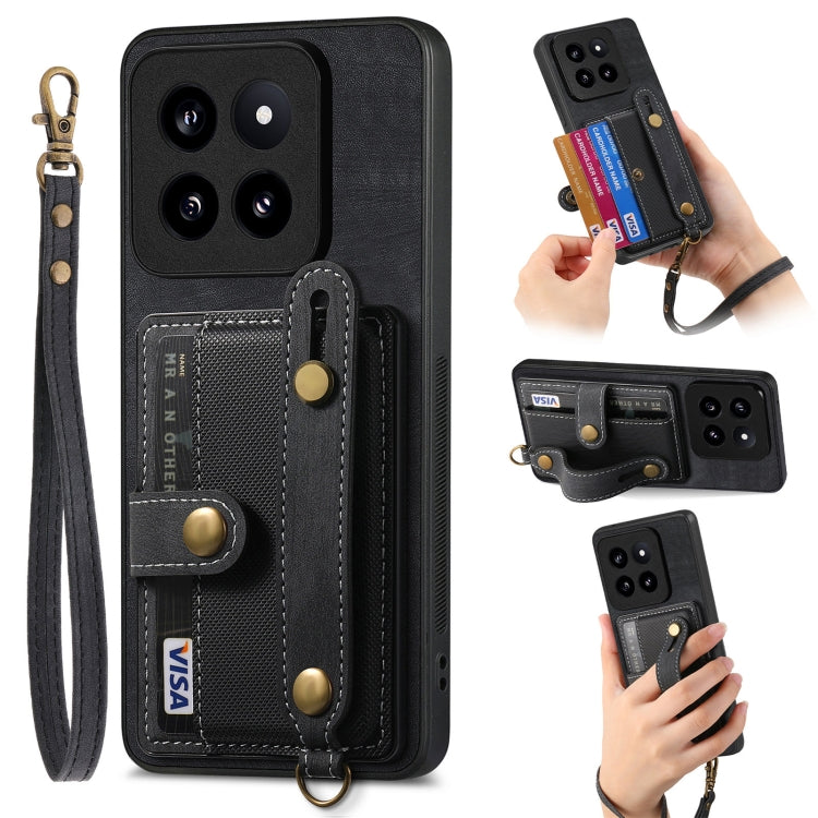 Retro Cross Wristband Wallet Leather Back Phone Case, For Xiaomi Redmi Note 13 Pro 4G, For Xiaomi 14 Pro, For Xiaomi 14, For Xiaomi Redmi Note 13, For Xiaomi Redmi Note 13 Pro+, For Xiaomi Redmi Note 13 Pro 5G, For Xiaomi 13T / 13T Pro