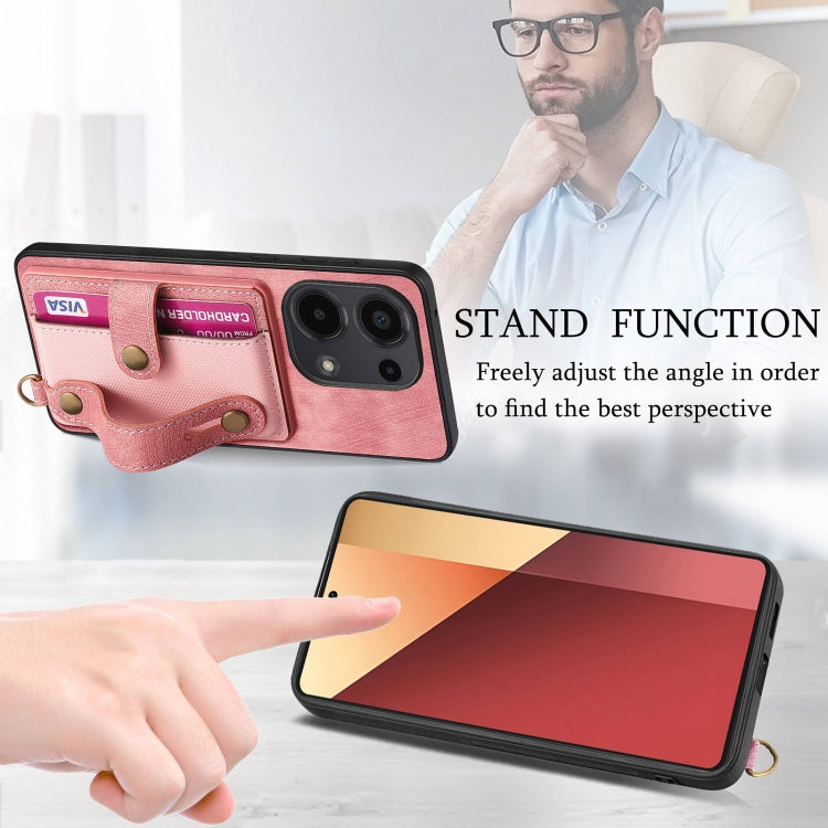 Retro Cross Wristband Wallet Leather Back Phone Case, For Xiaomi Redmi Note 13 Pro 4G, For Xiaomi 14 Pro, For Xiaomi 14, For Xiaomi Redmi Note 13, For Xiaomi Redmi Note 13 Pro+, For Xiaomi Redmi Note 13 Pro 5G, For Xiaomi 13T / 13T Pro