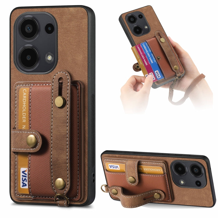 Retro Cross Wristband Wallet Leather Back Phone Case, For Xiaomi Redmi Note 13 Pro 4G, For Xiaomi 14 Pro, For Xiaomi 14, For Xiaomi Redmi Note 13, For Xiaomi Redmi Note 13 Pro+, For Xiaomi Redmi Note 13 Pro 5G, For Xiaomi 13T / 13T Pro