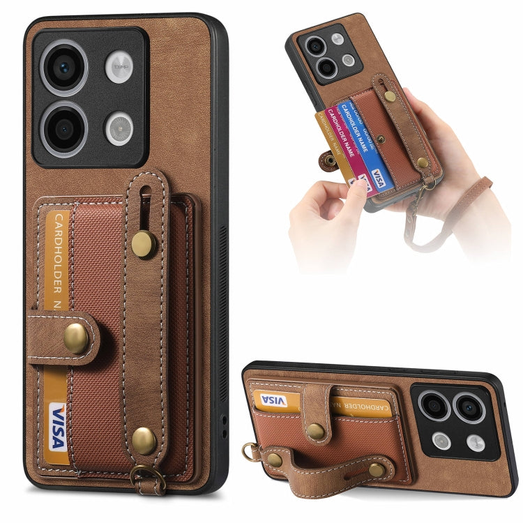 Retro Cross Wristband Wallet Leather Back Phone Case, For Xiaomi Redmi Note 13 Pro 4G, For Xiaomi 14 Pro, For Xiaomi 14, For Xiaomi Redmi Note 13, For Xiaomi Redmi Note 13 Pro+, For Xiaomi Redmi Note 13 Pro 5G, For Xiaomi 13T / 13T Pro