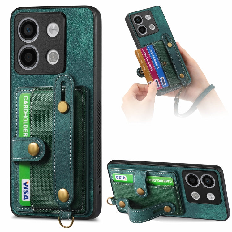 Retro Cross Wristband Wallet Leather Back Phone Case, For Xiaomi Redmi Note 13 Pro 4G, For Xiaomi 14 Pro, For Xiaomi 14, For Xiaomi Redmi Note 13, For Xiaomi Redmi Note 13 Pro+, For Xiaomi Redmi Note 13 Pro 5G, For Xiaomi 13T / 13T Pro