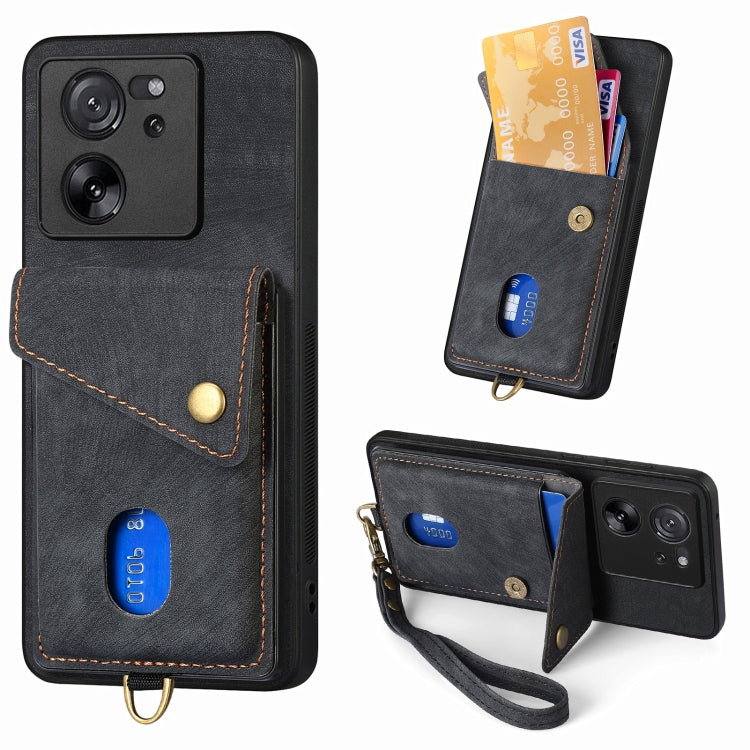 Retro Card Wallet Fold Leather Phone Case with Strap, For Xiaomi 14 Pro, For Xiaomi 14, For Xiaomi Redmi Note 13 5G, For Xiaomi Redmi Note 13 Pro+, For Xiaomi Redmi Note 13 Pro 5G, For Xiaomi 13T / 13T Pro