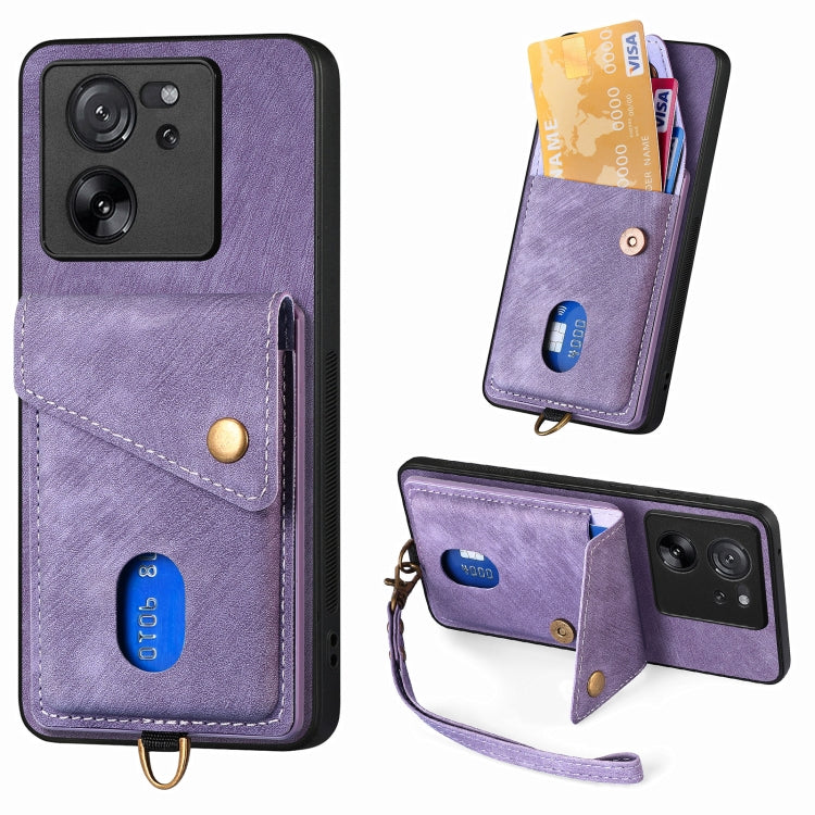 Retro Card Wallet Fold Leather Phone Case with Strap, For Xiaomi 14 Pro, For Xiaomi 14, For Xiaomi Redmi Note 13 5G, For Xiaomi Redmi Note 13 Pro+, For Xiaomi Redmi Note 13 Pro 5G, For Xiaomi 13T / 13T Pro
