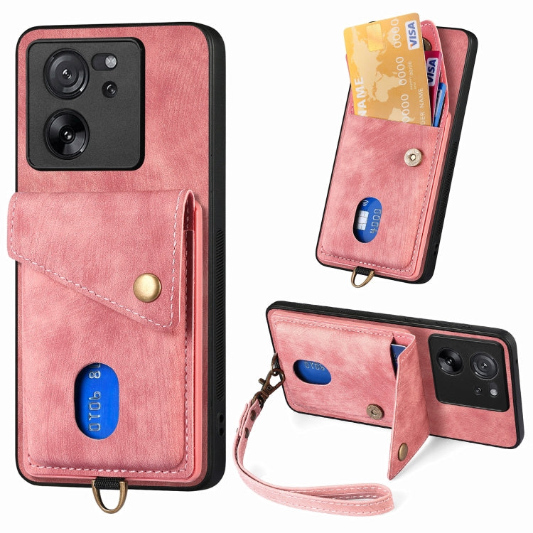 Retro Card Wallet Fold Leather Phone Case with Strap, For Xiaomi 14 Pro, For Xiaomi 14, For Xiaomi Redmi Note 13 5G, For Xiaomi Redmi Note 13 Pro+, For Xiaomi Redmi Note 13 Pro 5G, For Xiaomi 13T / 13T Pro