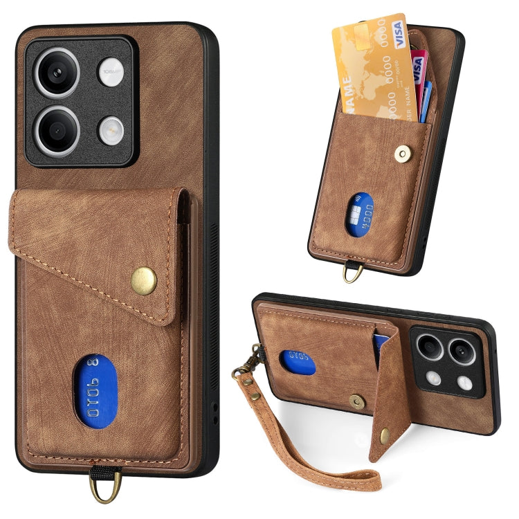 Retro Card Wallet Fold Leather Phone Case with Strap, For Xiaomi 14 Pro, For Xiaomi 14, For Xiaomi Redmi Note 13 5G, For Xiaomi Redmi Note 13 Pro+, For Xiaomi Redmi Note 13 Pro 5G, For Xiaomi 13T / 13T Pro