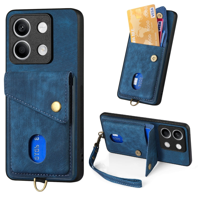 Retro Card Wallet Fold Leather Phone Case with Strap, For Xiaomi 14 Pro, For Xiaomi 14, For Xiaomi Redmi Note 13 5G, For Xiaomi Redmi Note 13 Pro+, For Xiaomi Redmi Note 13 Pro 5G, For Xiaomi 13T / 13T Pro
