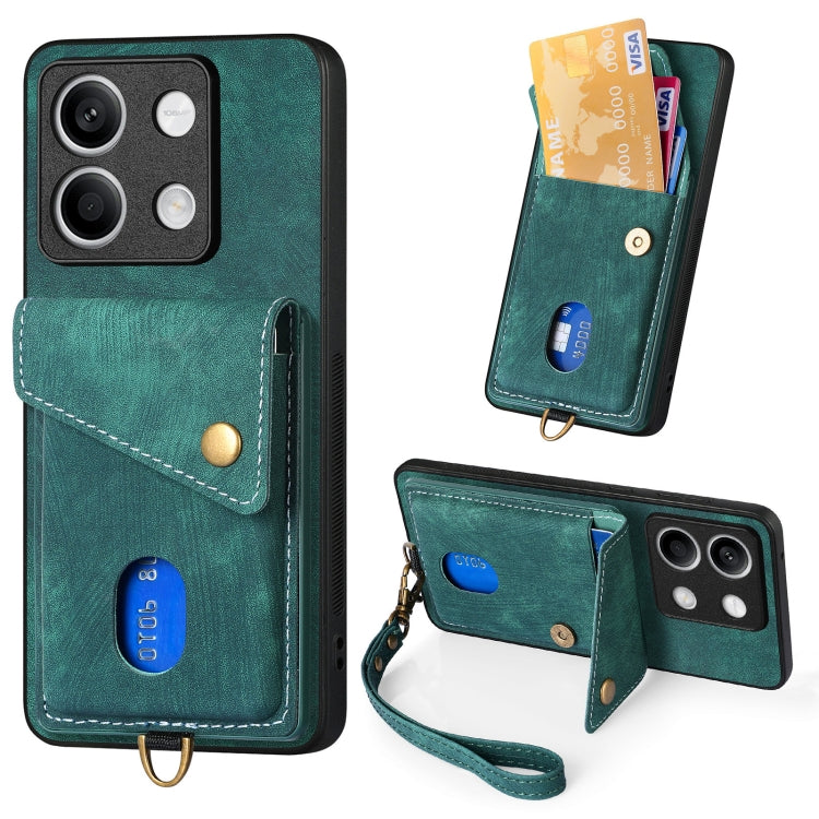 Retro Card Wallet Fold Leather Phone Case with Strap, For Xiaomi 14 Pro, For Xiaomi 14, For Xiaomi Redmi Note 13 5G, For Xiaomi Redmi Note 13 Pro+, For Xiaomi Redmi Note 13 Pro 5G, For Xiaomi 13T / 13T Pro
