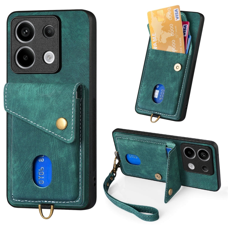 Retro Card Wallet Fold Leather Phone Case with Strap, For Xiaomi 14 Pro, For Xiaomi 14, For Xiaomi Redmi Note 13 5G, For Xiaomi Redmi Note 13 Pro+, For Xiaomi Redmi Note 13 Pro 5G, For Xiaomi 13T / 13T Pro