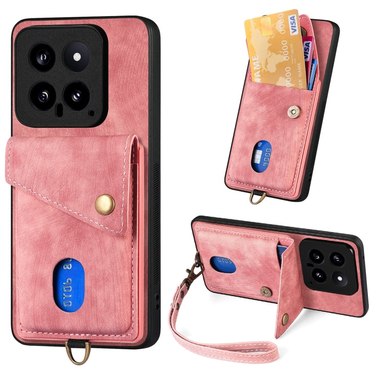 Retro Card Wallet Fold Leather Phone Case with Strap, For Xiaomi 14 Pro, For Xiaomi 14, For Xiaomi Redmi Note 13 5G, For Xiaomi Redmi Note 13 Pro+, For Xiaomi Redmi Note 13 Pro 5G, For Xiaomi 13T / 13T Pro