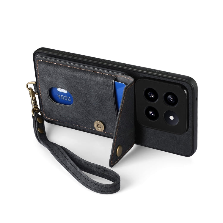 Retro Card Wallet Fold Leather Phone Case with Strap, For Xiaomi 14 Pro, For Xiaomi 14, For Xiaomi Redmi Note 13 5G, For Xiaomi Redmi Note 13 Pro+, For Xiaomi Redmi Note 13 Pro 5G, For Xiaomi 13T / 13T Pro