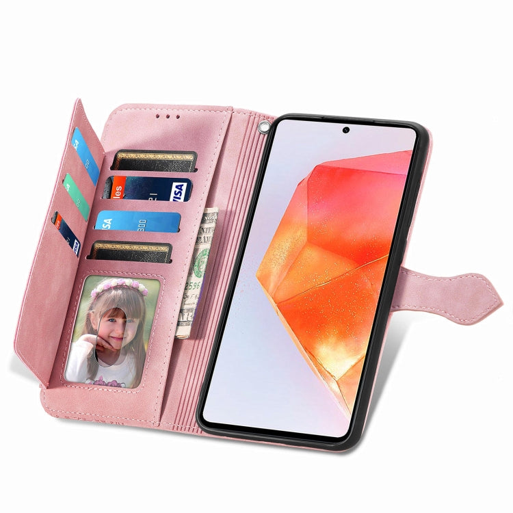 Embossed Flower Zipper Leather Phone Case, For Samsung Galaxy C55, For Samsung Galaxy M55, For Samsung Galaxy A25 5G
