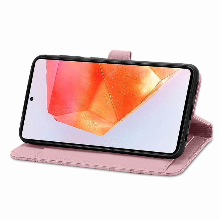 Embossed Flower Zipper Leather Phone Case, For Samsung Galaxy C55, For Samsung Galaxy M55, For Samsung Galaxy A25 5G