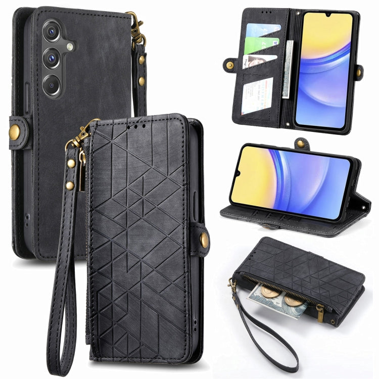 Geometric Zipper Wallet Side Buckle Leather Phone Case, For Samsung Galaxy Xcover 7, For Samsung Galaxy A15, For Samsung Galaxy A53 5G