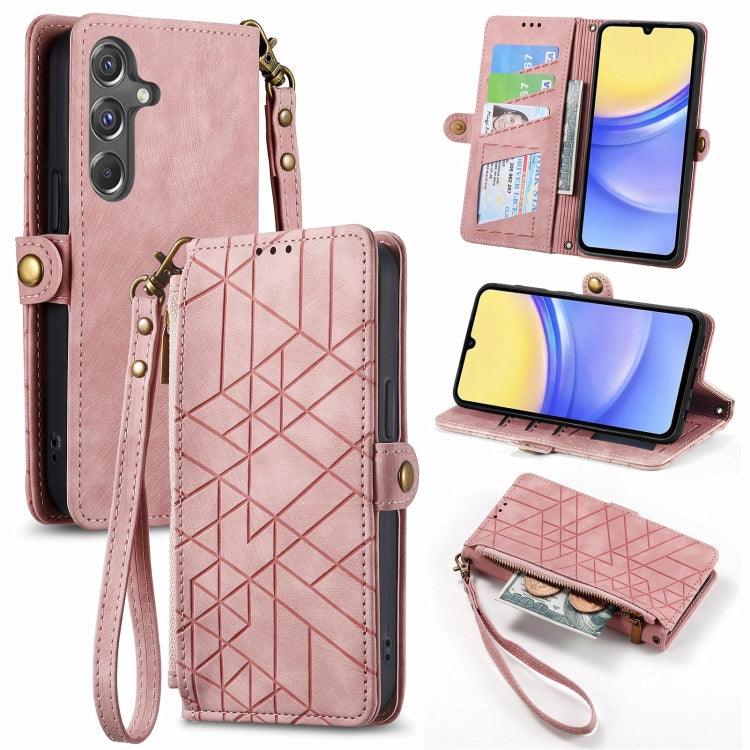 Geometric Zipper Wallet Side Buckle Leather Phone Case, For Samsung Galaxy Xcover 7, For Samsung Galaxy A15, For Samsung Galaxy A53 5G