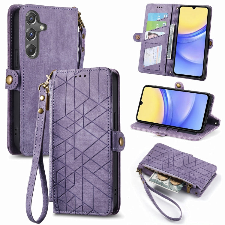 Geometric Zipper Wallet Side Buckle Leather Phone Case, For Samsung Galaxy Xcover 7, For Samsung Galaxy A15, For Samsung Galaxy A53 5G
