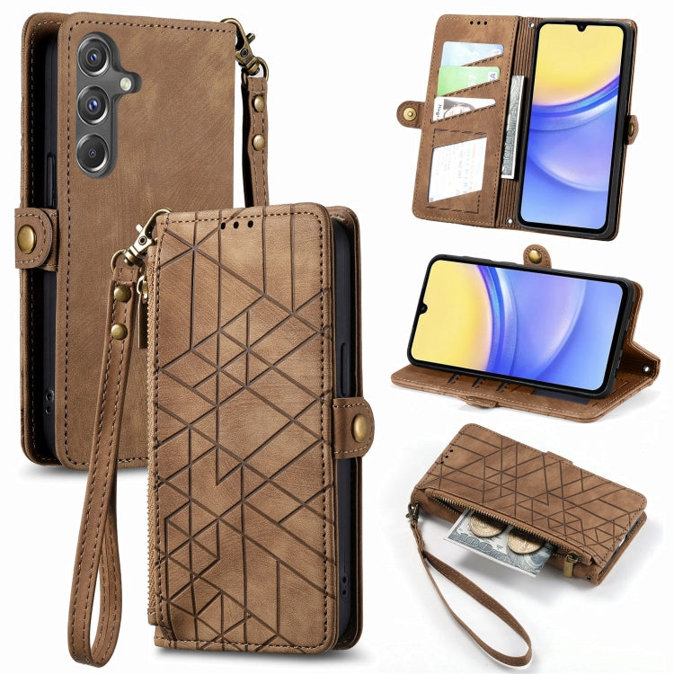 Geometric Zipper Wallet Side Buckle Leather Phone Case, For Samsung Galaxy Xcover 7, For Samsung Galaxy A15, For Samsung Galaxy A53 5G