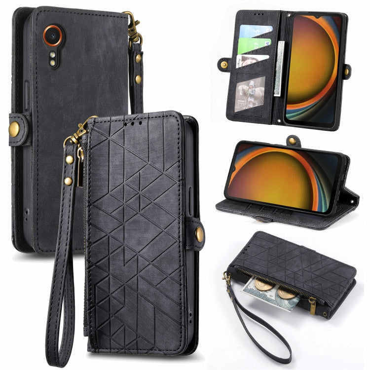 Geometric Zipper Wallet Side Buckle Leather Phone Case, For Samsung Galaxy Xcover 7, For Samsung Galaxy A15, For Samsung Galaxy A53 5G