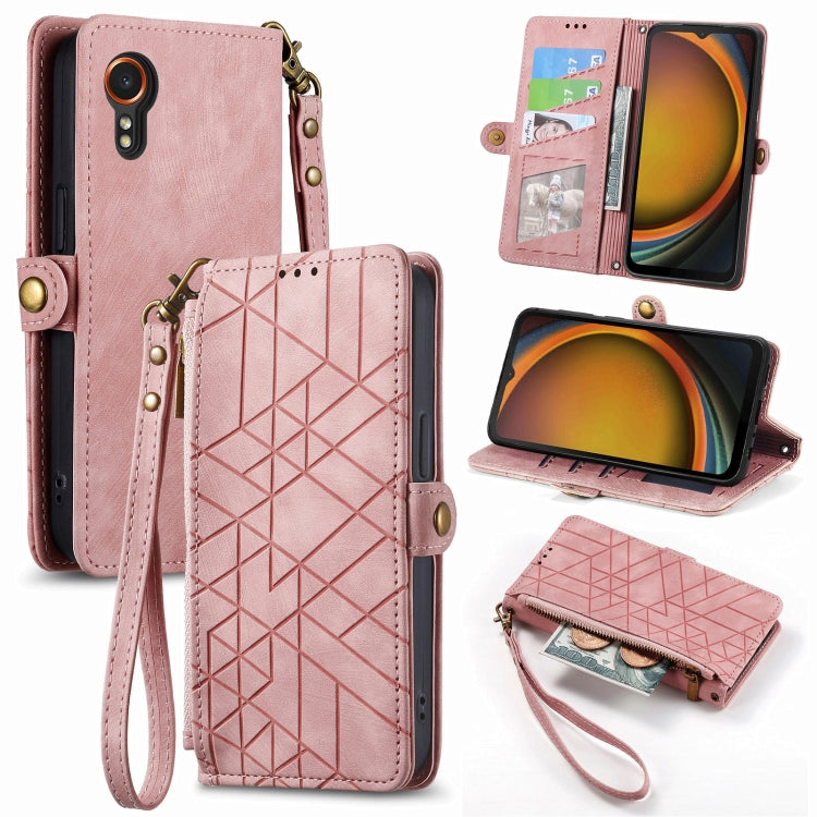 Geometric Zipper Wallet Side Buckle Leather Phone Case, For Samsung Galaxy Xcover 7, For Samsung Galaxy A15, For Samsung Galaxy A53 5G