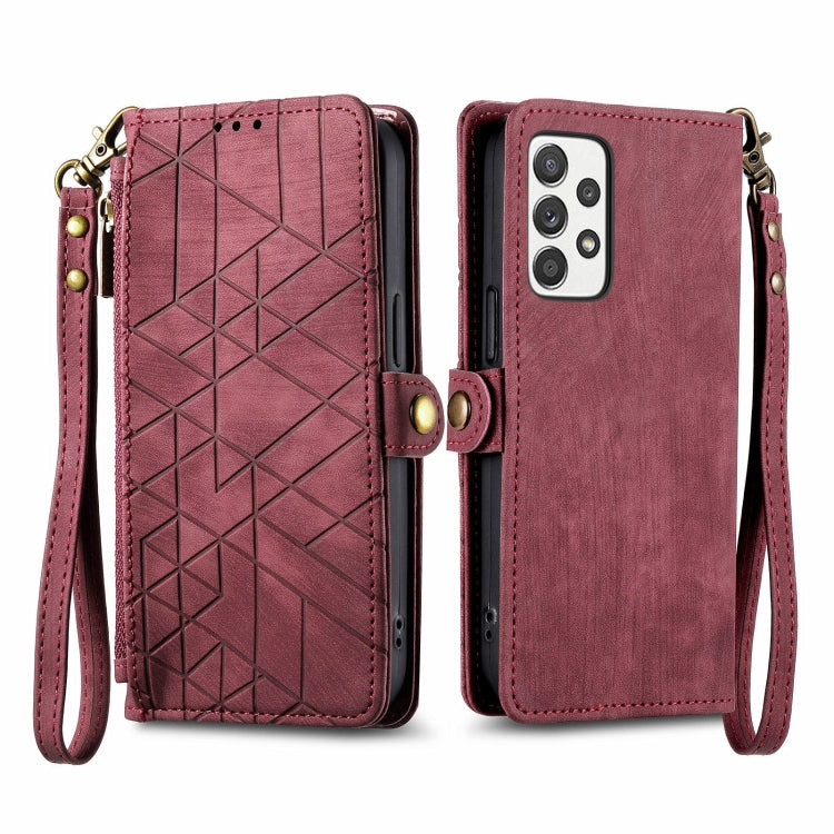 Geometric Zipper Wallet Side Buckle Leather Phone Case, For Samsung Galaxy Xcover 7, For Samsung Galaxy A15, For Samsung Galaxy A53 5G