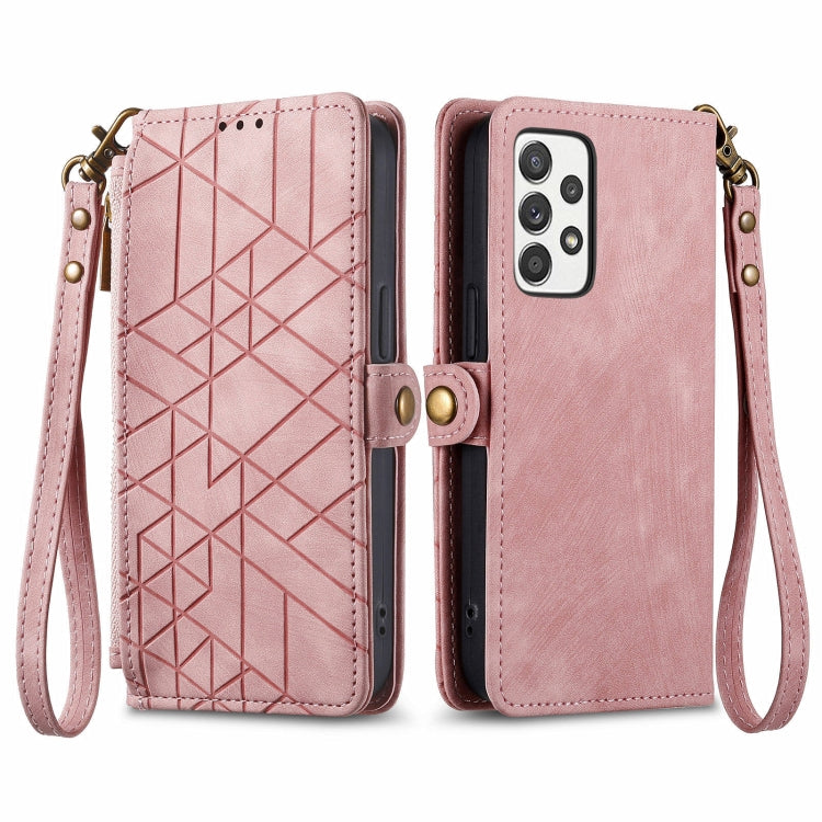 Geometric Zipper Wallet Side Buckle Leather Phone Case, For Samsung Galaxy Xcover 7, For Samsung Galaxy A15, For Samsung Galaxy A53 5G