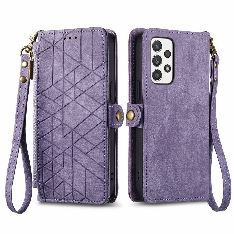 Geometric Zipper Wallet Side Buckle Leather Phone Case, For Samsung Galaxy Xcover 7, For Samsung Galaxy A15, For Samsung Galaxy A53 5G