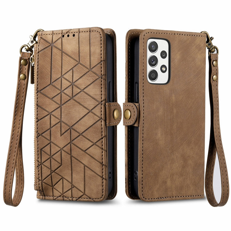 Geometric Zipper Wallet Side Buckle Leather Phone Case, For Samsung Galaxy Xcover 7, For Samsung Galaxy A15, For Samsung Galaxy A53 5G