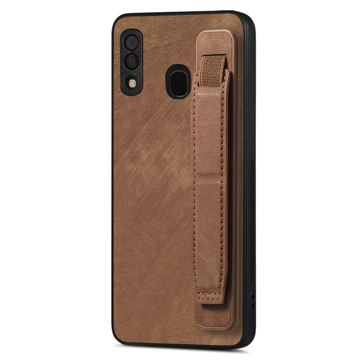Retro Wristband Holder Leather Back Phone Case, For Samsung Galaxy S21 Ultra 5G, For Samsung Galaxy S20 Ultra 5G, For Samsung Galaxy S20, For Samsung Galaxy S20+, For Samsung Galaxy A50s, For Samsung Galaxy A30, For Samsung Galaxy S20 FE