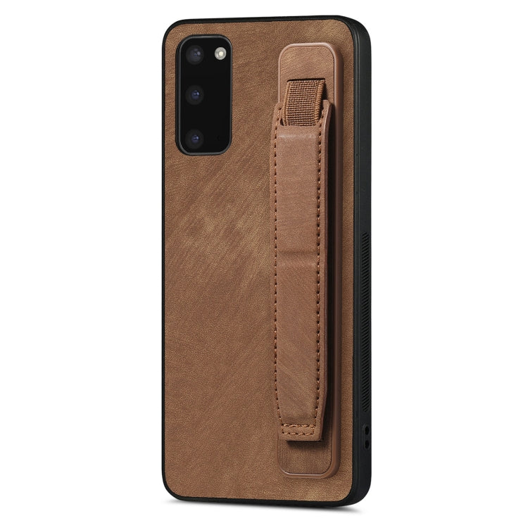 Retro Wristband Holder Leather Back Phone Case, For Samsung Galaxy S21 Ultra 5G, For Samsung Galaxy S20 Ultra 5G, For Samsung Galaxy S20, For Samsung Galaxy S20+, For Samsung Galaxy A50s, For Samsung Galaxy A30, For Samsung Galaxy S20 FE