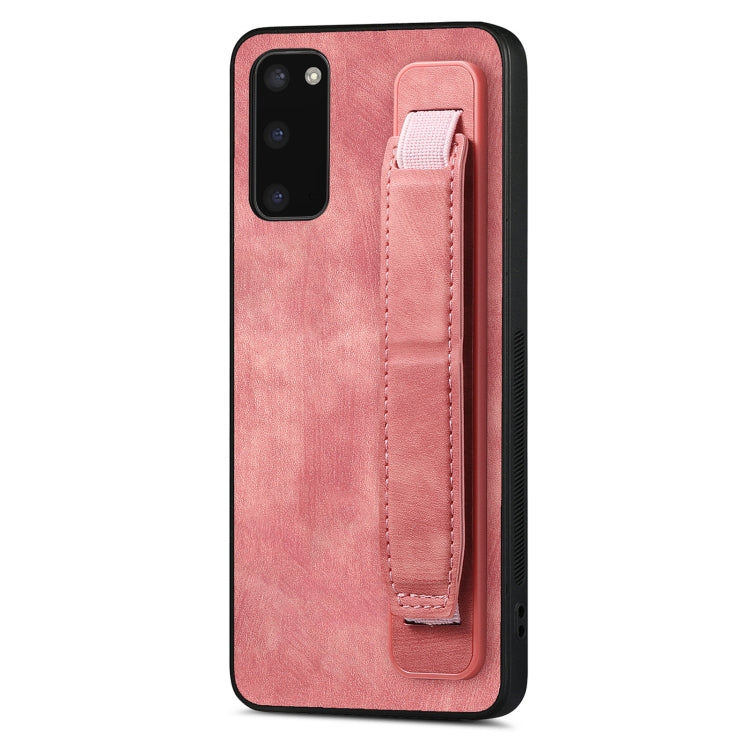 Retro Wristband Holder Leather Back Phone Case, For Samsung Galaxy S21 Ultra 5G, For Samsung Galaxy S20 Ultra 5G, For Samsung Galaxy S20, For Samsung Galaxy S20+, For Samsung Galaxy A50s, For Samsung Galaxy A30, For Samsung Galaxy S20 FE