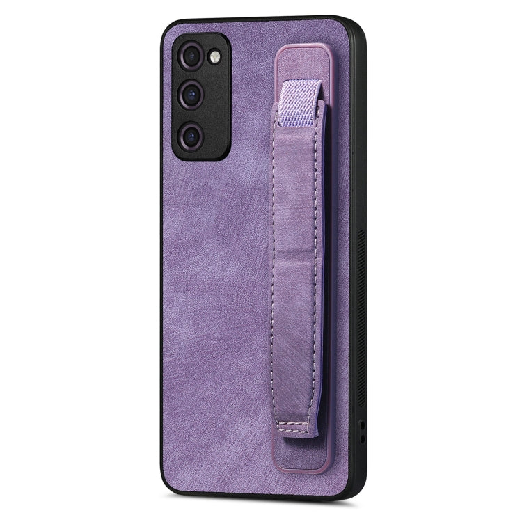 Retro Wristband Holder Leather Back Phone Case, For Samsung Galaxy S21 Ultra 5G, For Samsung Galaxy S20 Ultra 5G, For Samsung Galaxy S20, For Samsung Galaxy S20+, For Samsung Galaxy A50s, For Samsung Galaxy A30, For Samsung Galaxy S20 FE