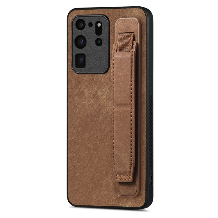 Retro Wristband Holder Leather Back Phone Case, For Samsung Galaxy S21 Ultra 5G, For Samsung Galaxy S20 Ultra 5G, For Samsung Galaxy S20, For Samsung Galaxy S20+, For Samsung Galaxy A50s, For Samsung Galaxy A30, For Samsung Galaxy S20 FE