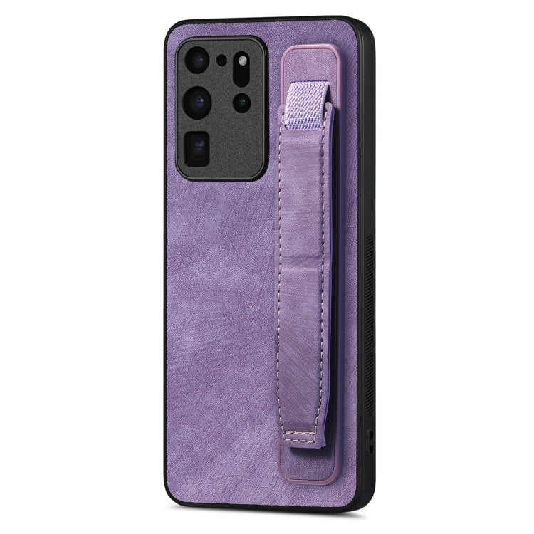 Retro Wristband Holder Leather Back Phone Case, For Samsung Galaxy S21 Ultra 5G, For Samsung Galaxy S20 Ultra 5G, For Samsung Galaxy S20, For Samsung Galaxy S20+, For Samsung Galaxy A50s, For Samsung Galaxy A30, For Samsung Galaxy S20 FE