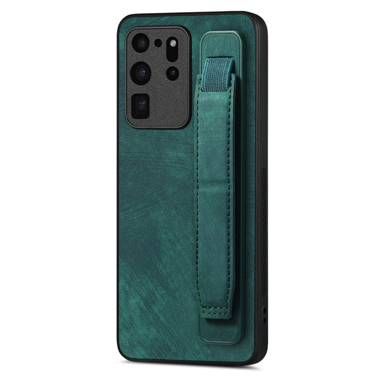 Retro Wristband Holder Leather Back Phone Case, For Samsung Galaxy S21 Ultra 5G, For Samsung Galaxy S20 Ultra 5G, For Samsung Galaxy S20, For Samsung Galaxy S20+, For Samsung Galaxy A50s, For Samsung Galaxy A30, For Samsung Galaxy S20 FE
