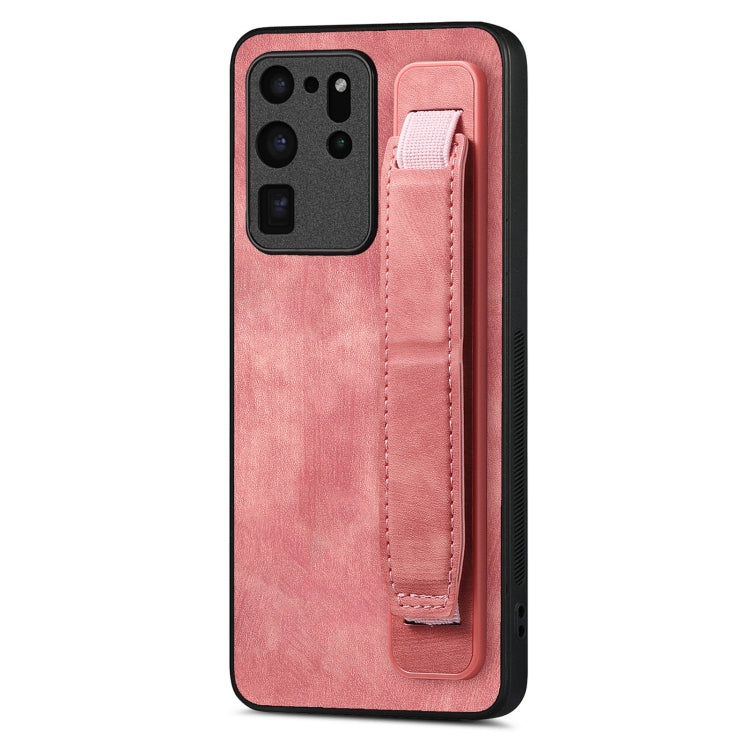 Retro Wristband Holder Leather Back Phone Case, For Samsung Galaxy S21 Ultra 5G, For Samsung Galaxy S20 Ultra 5G, For Samsung Galaxy S20, For Samsung Galaxy S20+, For Samsung Galaxy A50s, For Samsung Galaxy A30, For Samsung Galaxy S20 FE