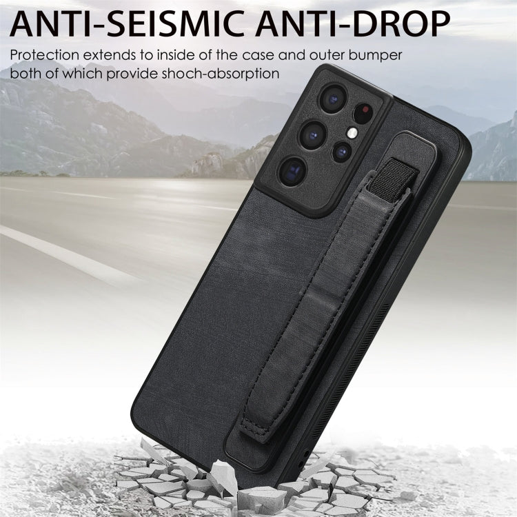 Retro Wristband Holder Leather Back Phone Case, For Samsung Galaxy S21 Ultra 5G, For Samsung Galaxy S20 Ultra 5G, For Samsung Galaxy S20, For Samsung Galaxy S20+, For Samsung Galaxy A50s, For Samsung Galaxy A30, For Samsung Galaxy S20 FE
