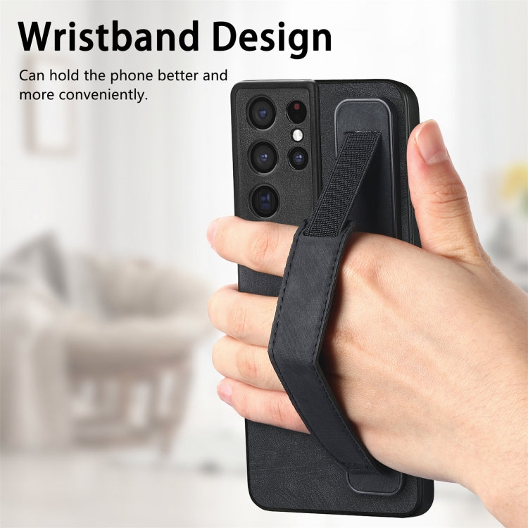 Retro Wristband Holder Leather Back Phone Case, For Samsung Galaxy S21 Ultra 5G, For Samsung Galaxy S20 Ultra 5G, For Samsung Galaxy S20, For Samsung Galaxy S20+, For Samsung Galaxy A50s, For Samsung Galaxy A30, For Samsung Galaxy S20 FE