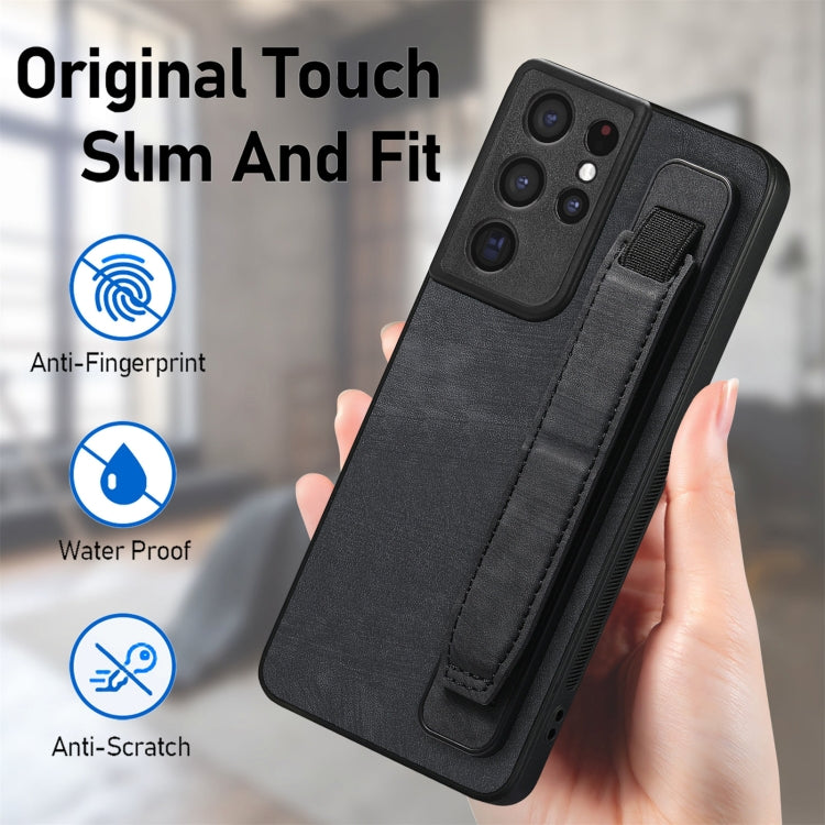 Retro Wristband Holder Leather Back Phone Case, For Samsung Galaxy S21 Ultra 5G, For Samsung Galaxy S20 Ultra 5G, For Samsung Galaxy S20, For Samsung Galaxy S20+, For Samsung Galaxy A50s, For Samsung Galaxy A30, For Samsung Galaxy S20 FE