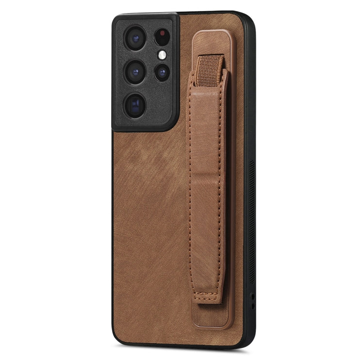 Retro Wristband Holder Leather Back Phone Case, For Samsung Galaxy S21 Ultra 5G, For Samsung Galaxy S20 Ultra 5G, For Samsung Galaxy S20, For Samsung Galaxy S20+, For Samsung Galaxy A50s, For Samsung Galaxy A30, For Samsung Galaxy S20 FE