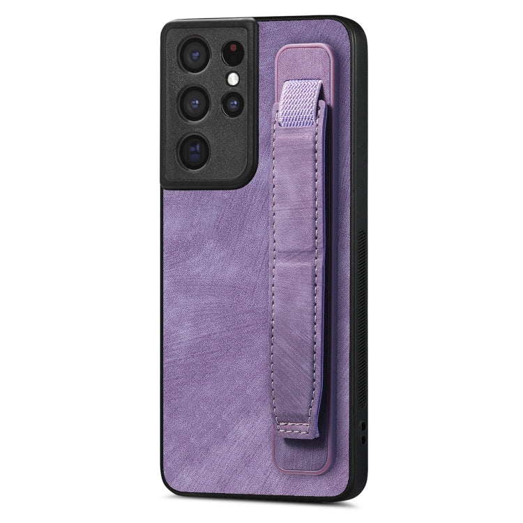 Retro Wristband Holder Leather Back Phone Case, For Samsung Galaxy S21 Ultra 5G, For Samsung Galaxy S20 Ultra 5G, For Samsung Galaxy S20, For Samsung Galaxy S20+, For Samsung Galaxy A50s, For Samsung Galaxy A30, For Samsung Galaxy S20 FE