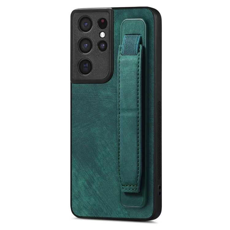Retro Wristband Holder Leather Back Phone Case, For Samsung Galaxy S21 Ultra 5G, For Samsung Galaxy S20 Ultra 5G, For Samsung Galaxy S20, For Samsung Galaxy S20+, For Samsung Galaxy A50s, For Samsung Galaxy A30, For Samsung Galaxy S20 FE