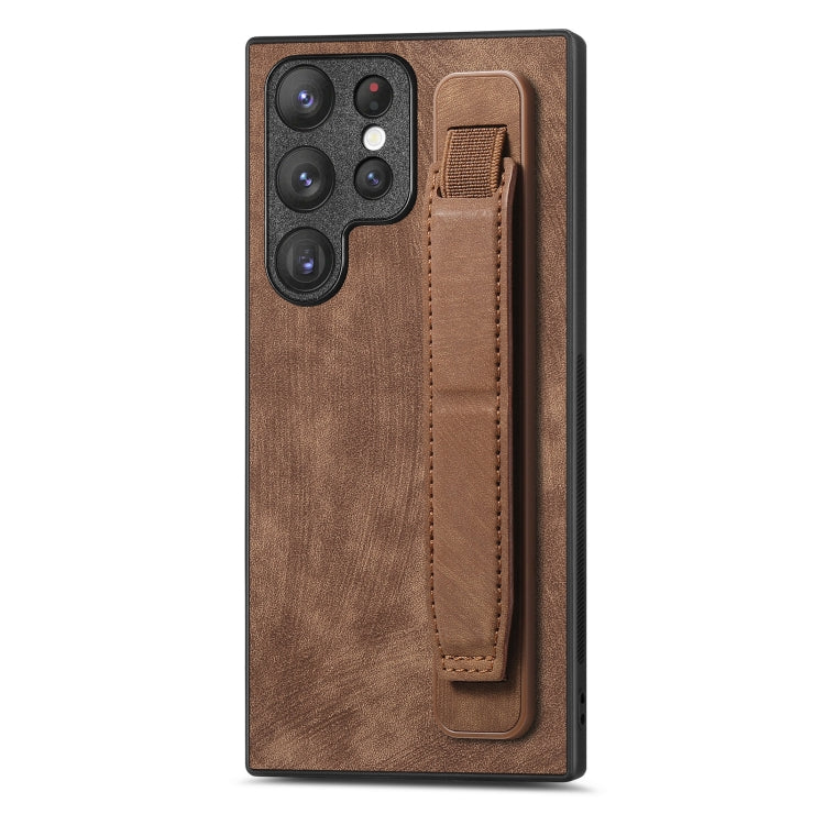 Retro Wristband Holder Leather Back Phone Case, For Samsung Galaxy S22 Ultra 5G, For Samsung Galaxy S22+ 5G, For Samsung Galaxy S22 5G, For Samsung Galaxy A13 5G, For Samsung Galaxy S21 FE 5G, For Samsung Galaxy A32 5G, For Samsung Galaxy S21 5G       ...
